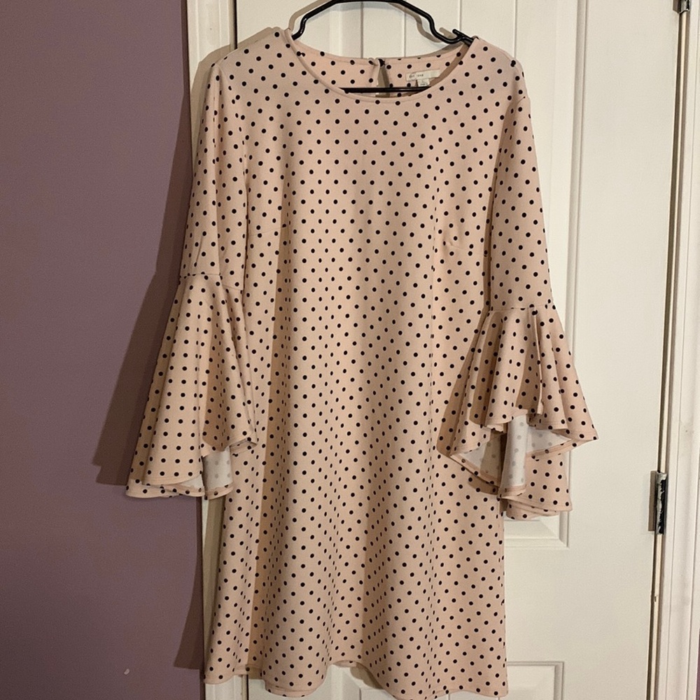 Cato Sweet romantic pink polka dot dress Size: L 
Ruffled sleeves at wrist